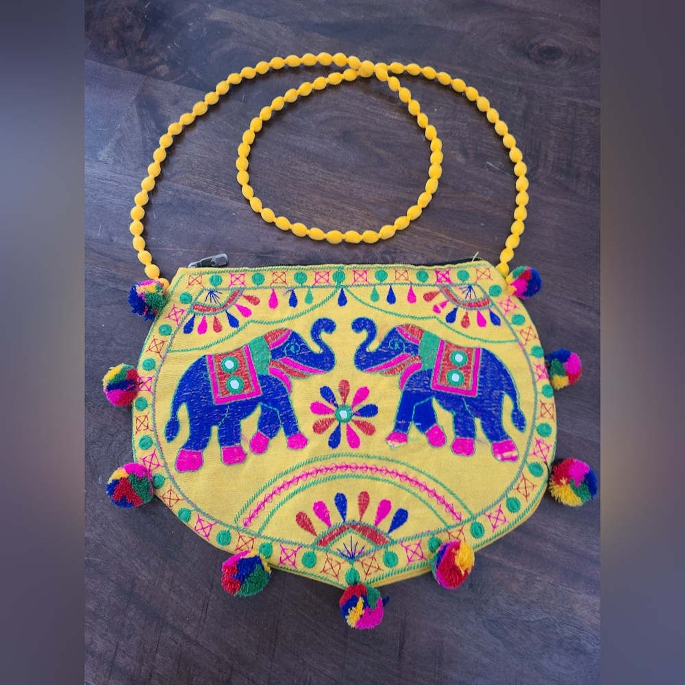 Yellow fabric Purse from India